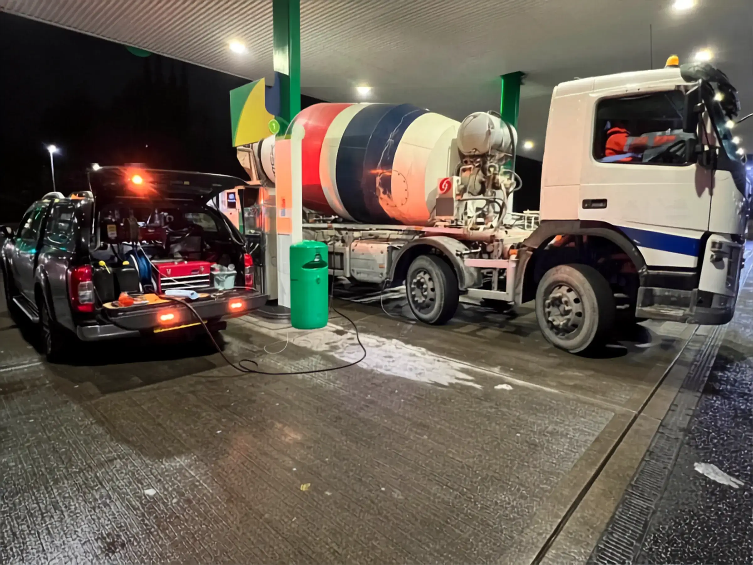 AdBlue removal from a Cemex concrete mixer on the forecourt